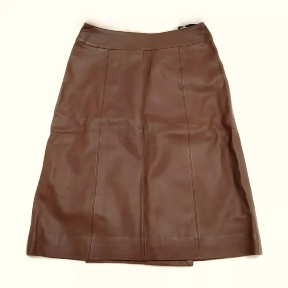 New CHANEL Brown Lambskin and Silk Wrap Skirt - Picture 1 of 11